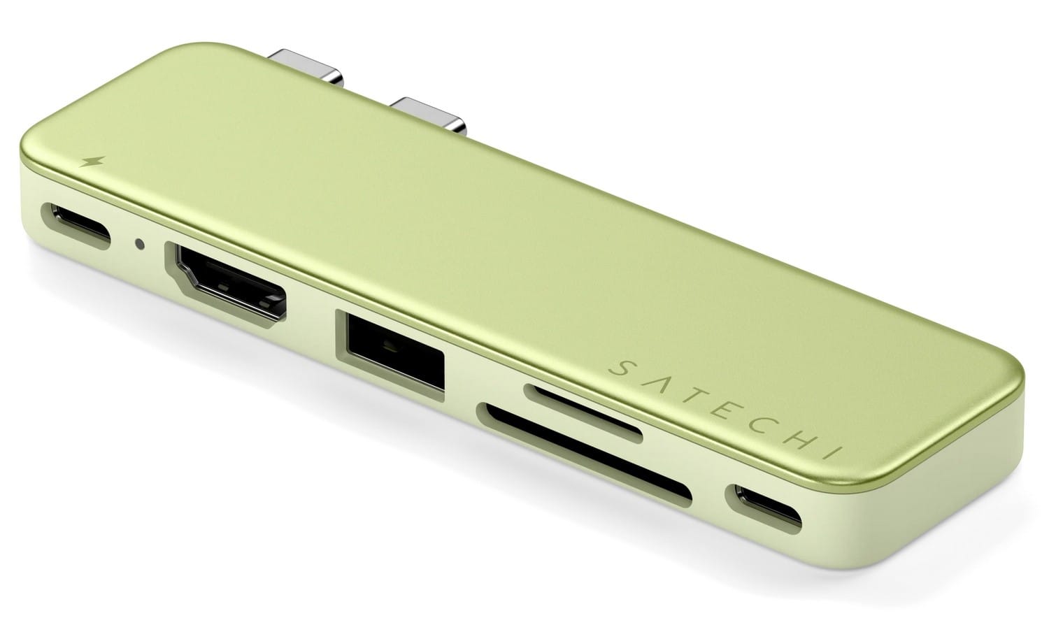 Satechi USB-C Snap Hub USB-C USB-A HDMI 4K czytnik kart micro/SD 104 MB/s USB-C PD passthrrough 45W - citrus ST-HUSNY