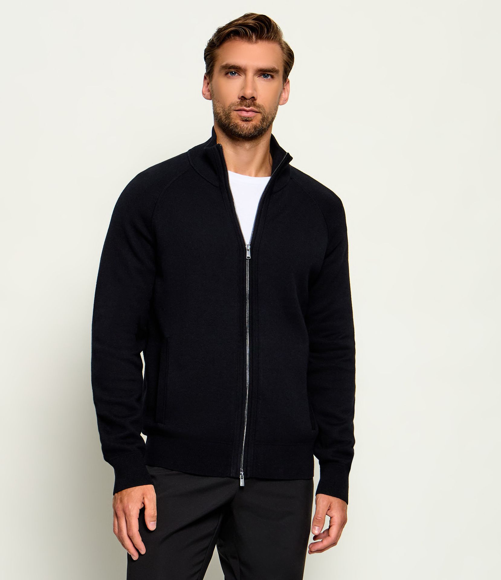 BOSS BLACK Sweter H-Fabiano Slim Fit z dodatkiem wełny