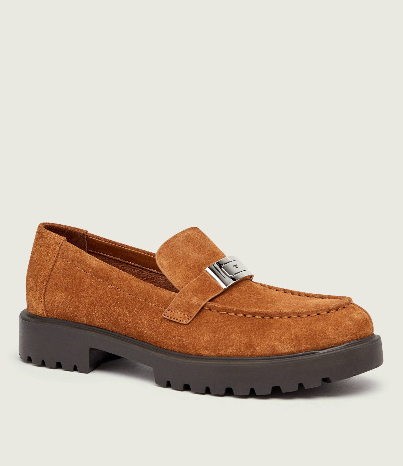 TORY BURCH Loafersy Leelee Lug zamsz