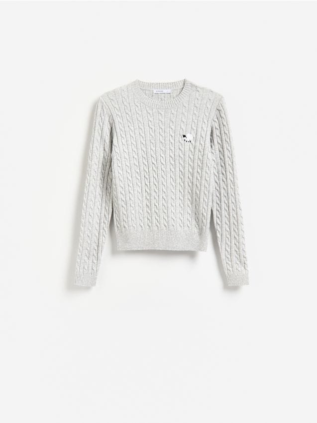 Reserved - Sweter z haftem - jasnoszary