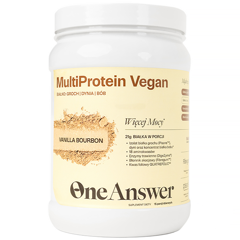 OneAnswer MultiProtein Vegan, proszek, smak vanilla bourbon, 450 g