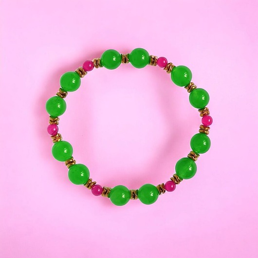 SUMMER COLLECTION : bransoletka na gumce : jadeit III