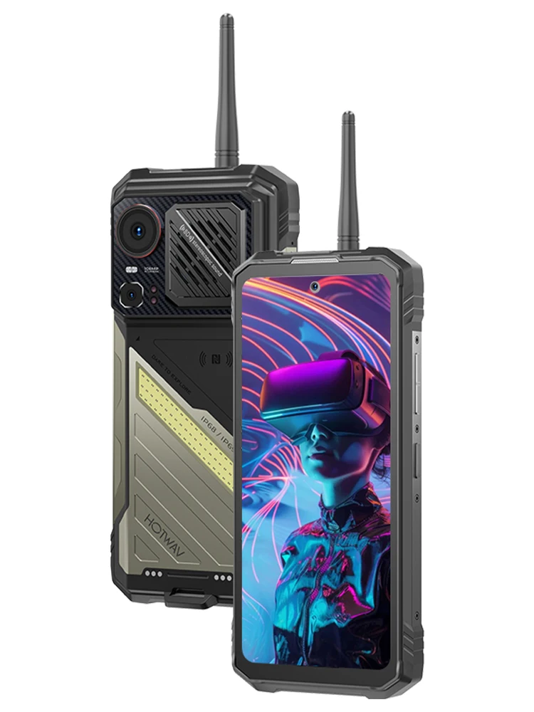 HOTWAV Hyper 8 Ultra 5G Octa-core Wytrzymały Smartfon z Funkcją Walkie-Talkie, Ekran 6.8'' 2K 120Hz, Bateria 12000mAh, Szybkie Ładowanie 55W, Głośnik 125dB, Telefon Komórkowy, 12GB RAM, 512GB ROM, Hyper 8 Ultra