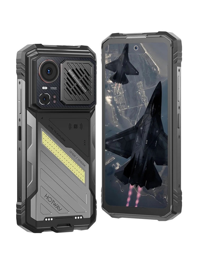 HOTWAV Hyper 8 Pro 6.8'' 2K 120Hz Wytrzymały smartfon z ekranem 6.8'' 2K 120Hz, obsługą 5G, procesorem Octa-core, głośnikiem 125dB, baterią Mega 12000mAh, szybkim ładowaniem 55W, aparatem Hyper 8 Pro