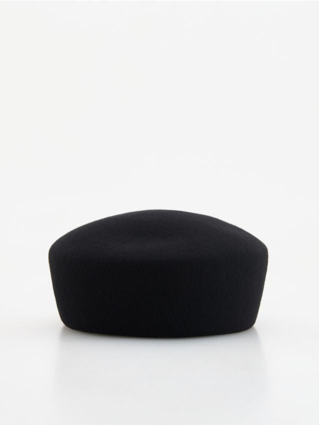 Reserved - Wełniany beret - czarny