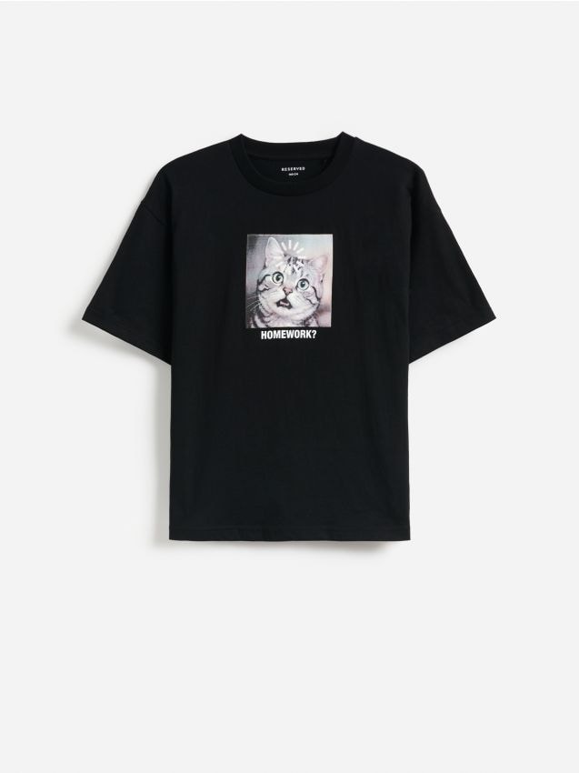 Reserved - Bawełniany t-shirt - czarny