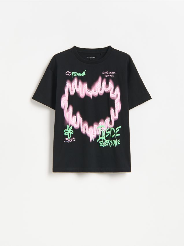 Reserved - T-shirt z nadrukiem - czarny