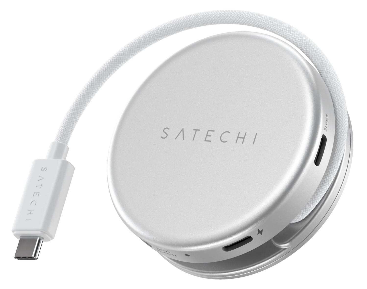 Satechi OntheGo 5w1 USB-C USB-A HDMI 4K czytnik kart SD 104 MB/s USB-C PD passthrrough 60W - silver ST-POTG5S