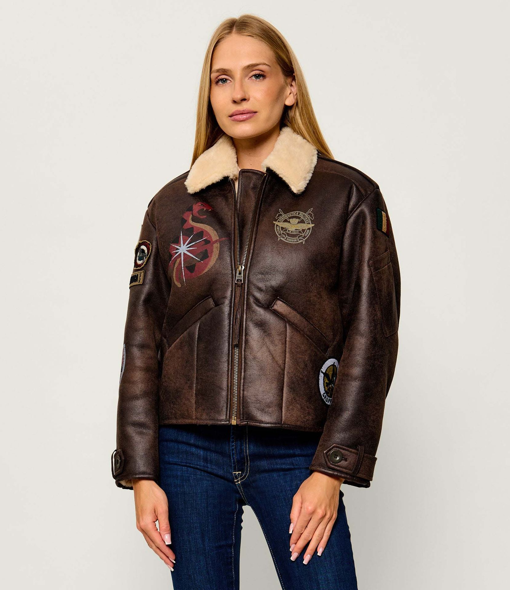 Aeronautica Militare Ocieplana kurtka Regular Fit shearling