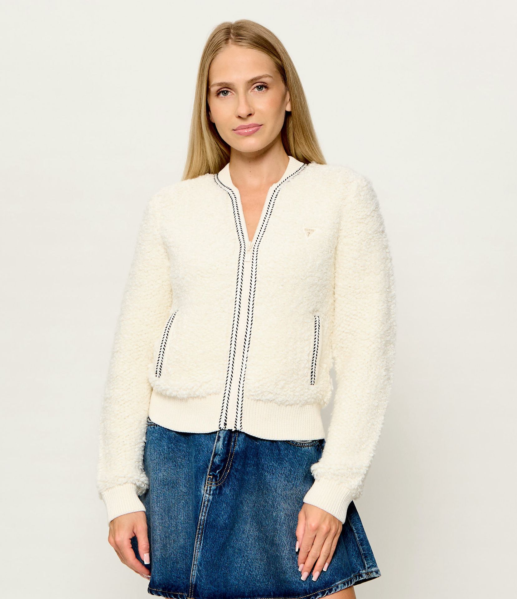 GUESS ACTIVE Polarowa kurtka bomber Emma Regular Fit z dodatkiem wełny