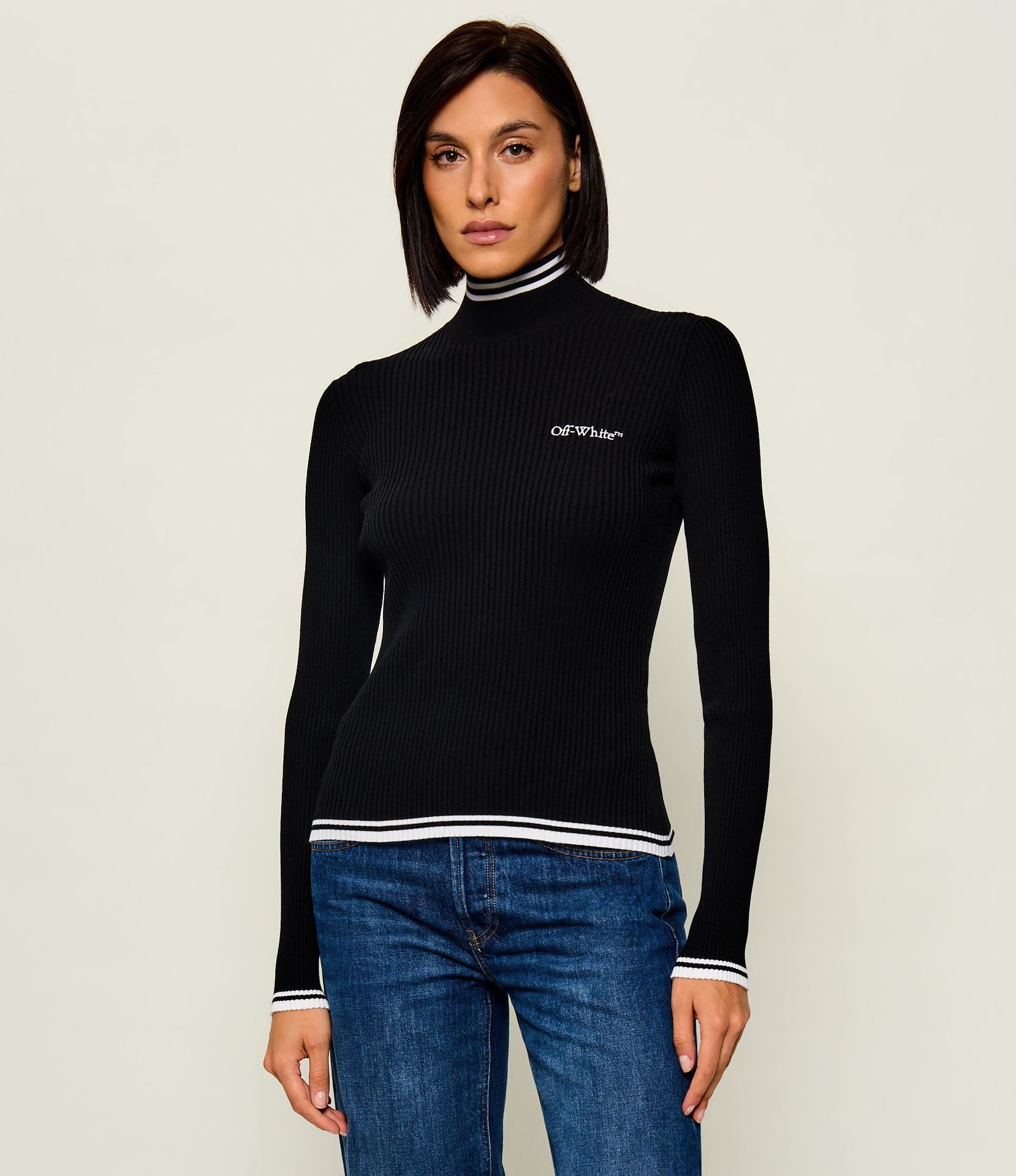 OFF-WHITE Półgolf Slim Fit