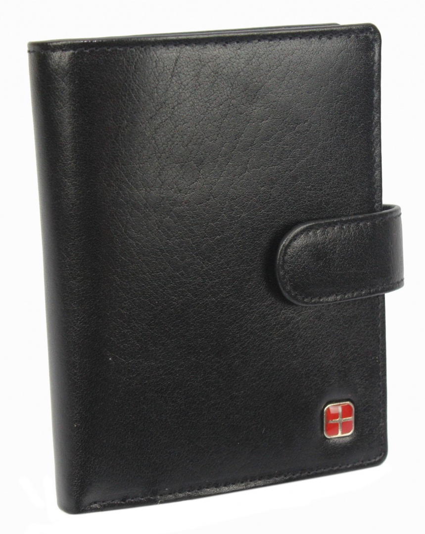 Elegancki Portfel Męski Skórzany ALBATROSS Skóra Licowa RFID Duży Pionowy Płaski Z Zapinką MW 102Z 12,5 x 9 x 2,5 [cm]