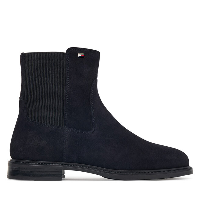 Sztyblety Tommy Hilfiger Enamel Flag Suede Ankle Chelsea FW0FW09575 Granatowy