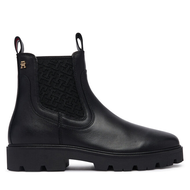 Sztyblety Tommy Hilfiger Th Monogram Leather Chelsea Boot FW0FW09562 Czarny