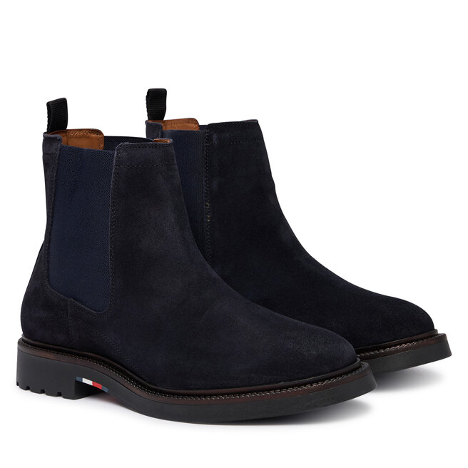 Sztyblety Tommy Hilfiger Corporate Casual Suede Chelsea FM0FM05952 Granatowy