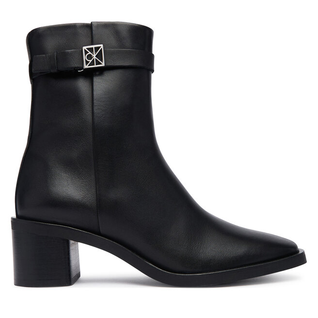 Botki Calvin Klein Block Heel Ank Boot Lth Hdw HW0HW03171 Czarny