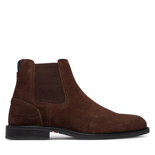 Sztyblety Tommy Hilfiger Corporate Dressy Suede Chelsea FM0FM05953 Brązowy