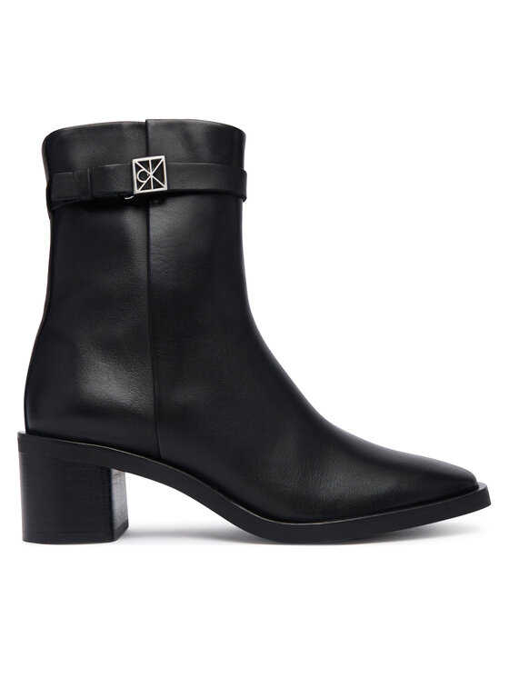 Calvin Klein Botki Block Heel Ank Boot Lth Hdw HW0HW03171 Czarny
