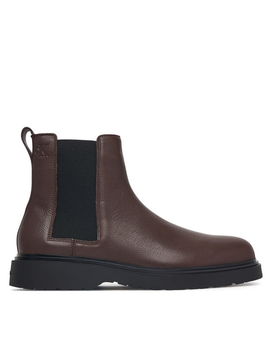 Calvin Klein Sztyblety Combat Ess Chelsea Boot Lth YM0YM01374 Brązowy