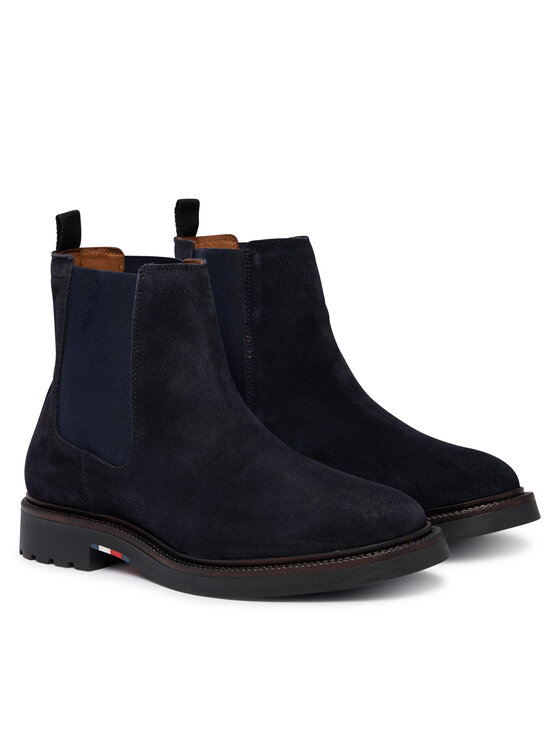 Tommy Hilfiger Sztyblety Corporate Casual Suede Chelsea FM0FM05952 Granatowy