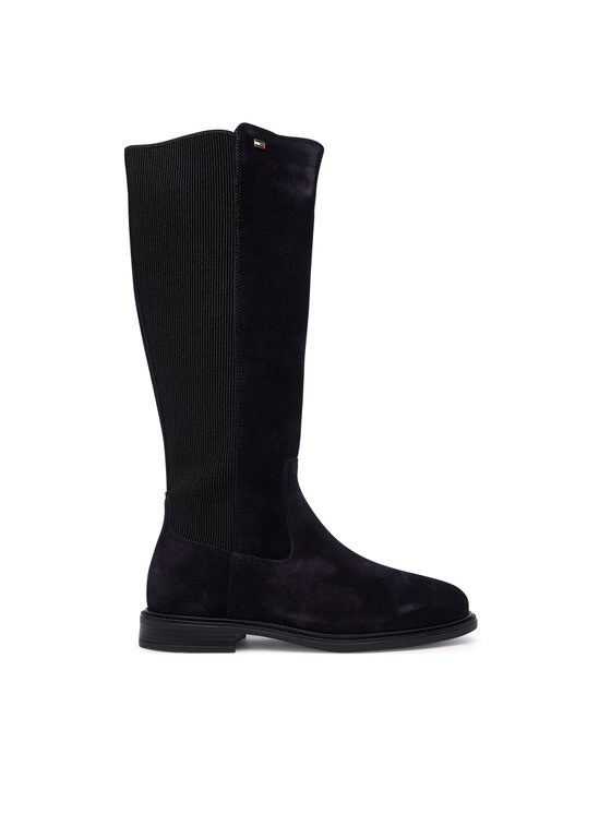 Tommy Hilfiger Kozaki Enamel Flag Suede High Chelsea FW0FW09574 Granatowy
