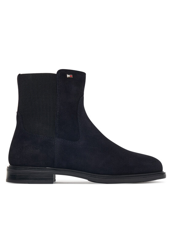 Tommy Hilfiger Sztyblety Enamel Flag Suede Ankle Chelsea FW0FW09575 Granatowy
