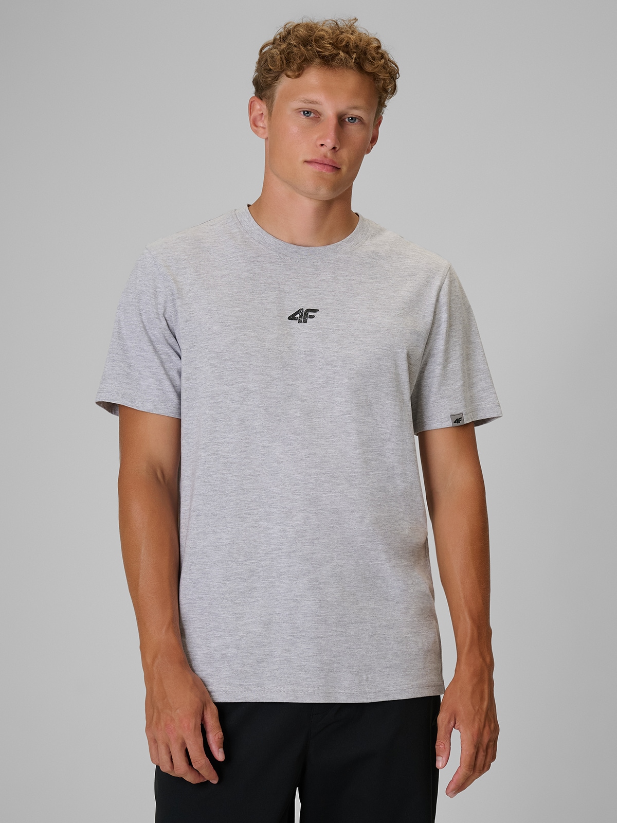 4F T-shirt regular z nadrukiem męski - szary XXL