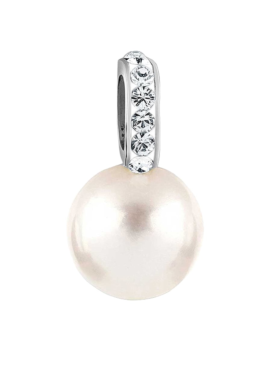 Nenalina Damski wisiorek okrągły mieniący się kryształami i perłą muszli w srebrze próby 925 Sterling Silver Naszyjniki 1 ct