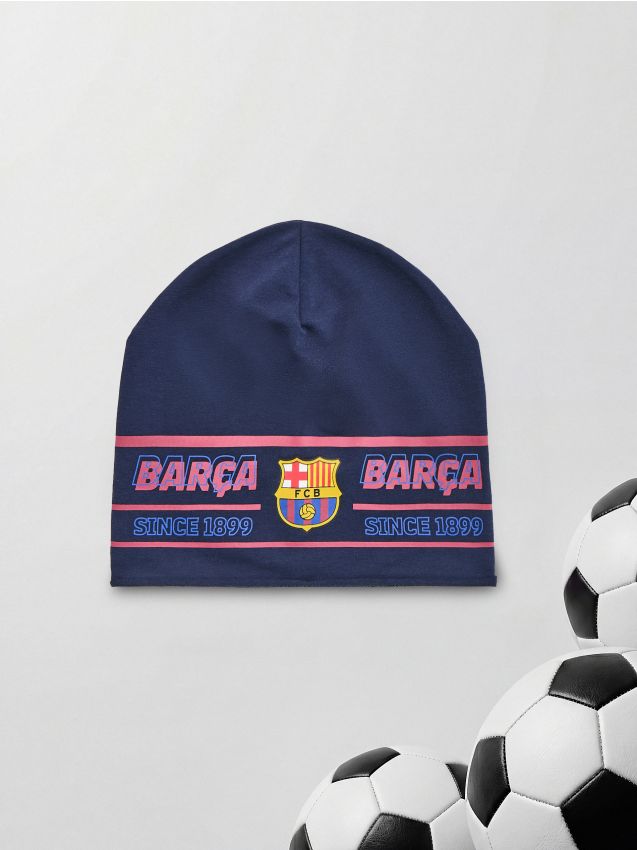 Reserved - Dzianinowa czapka FC BARCELONA - granatowy
