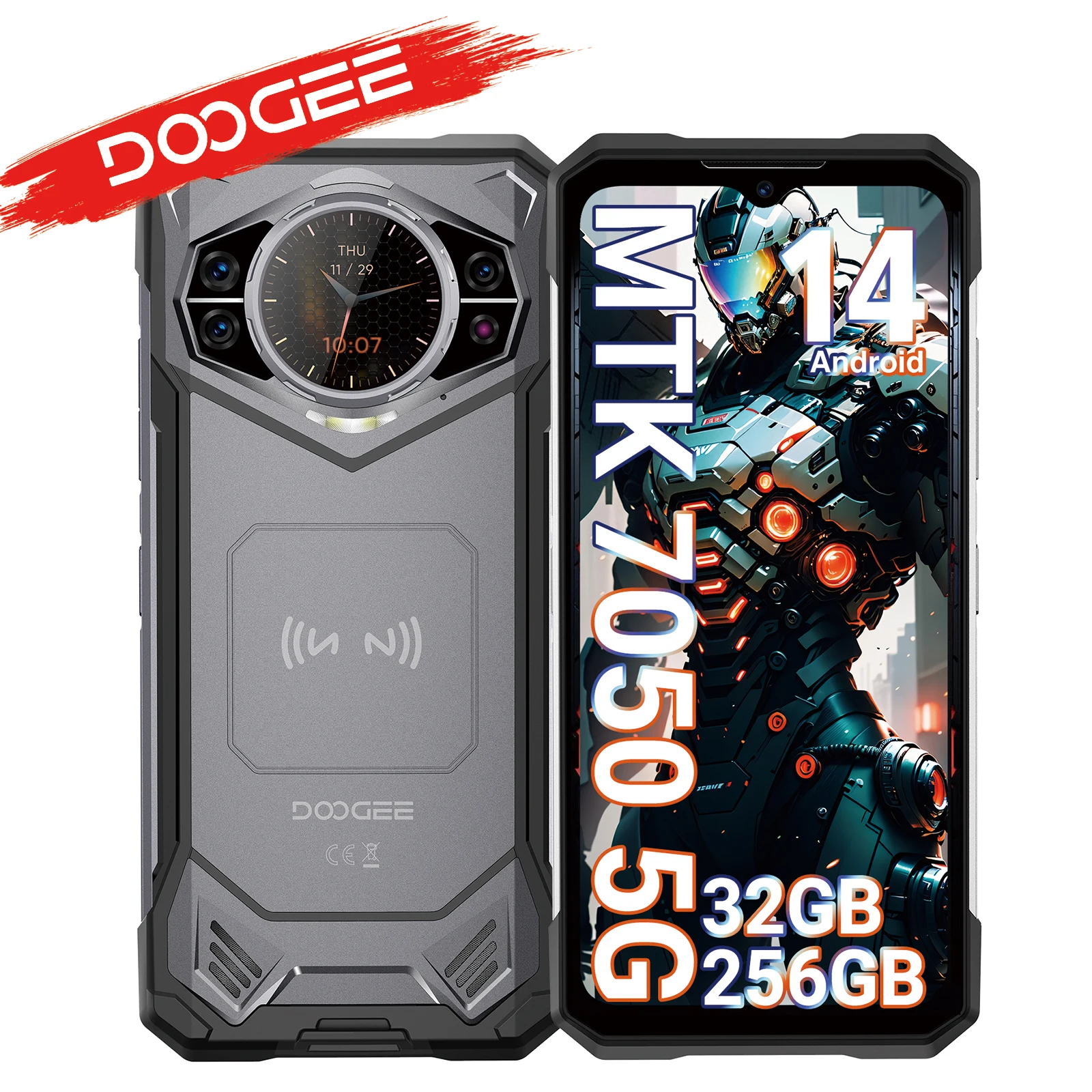Globalna Wersja DOOGEE S200 5G Wytrzymały Telefon 32GB 256GB Wyświetlacz AMOLED RAR Bateria mAh Kamera AI 100MP Smartfon NFC VIP Silver Edition