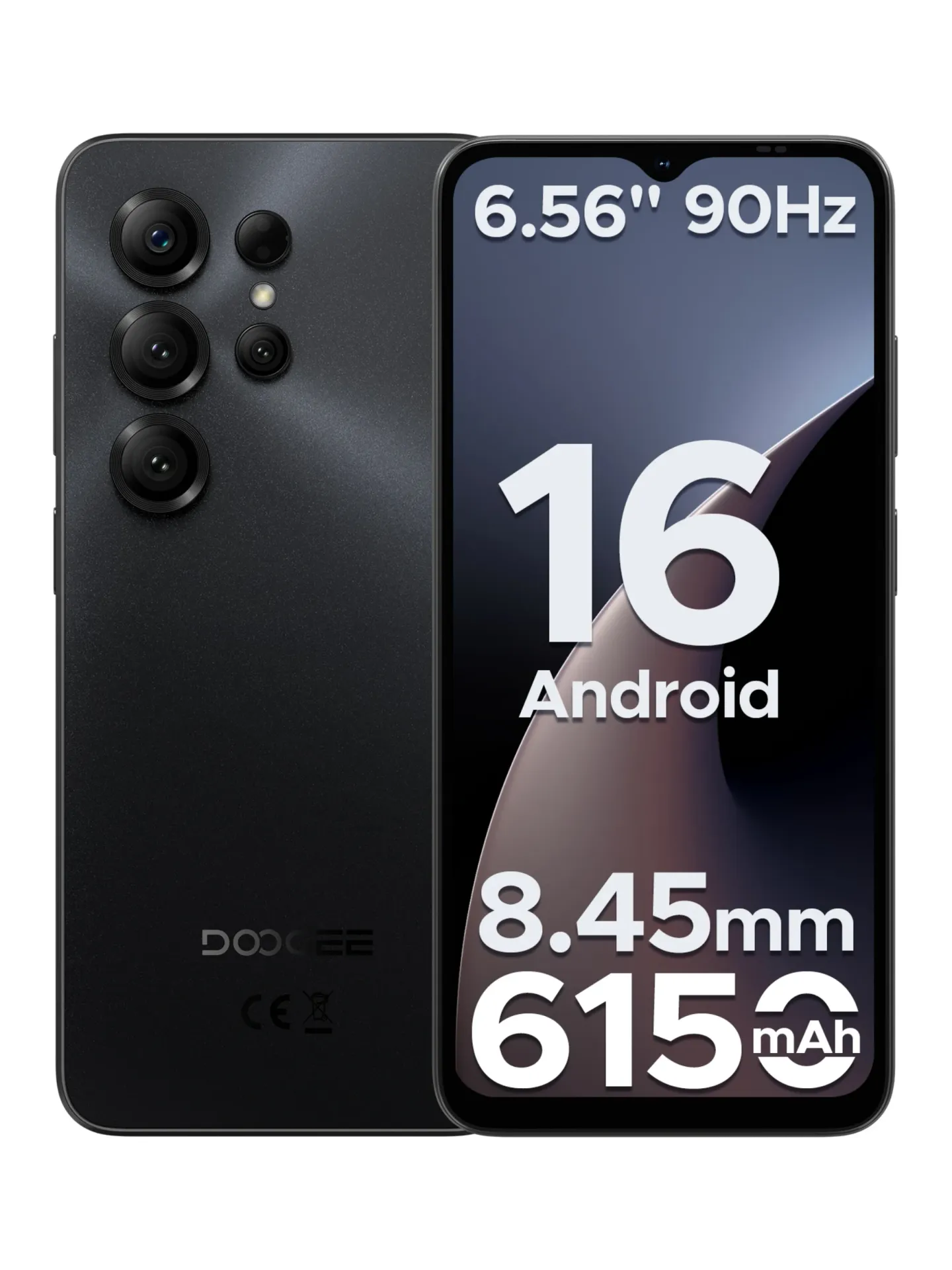 DOOGEE Note56 X Android 16 Smartfon 24GB 64GB Ekran HD+ 6.56 cala Duża bateria 6150mAh 8MP+5MP Odblokowywanie twarzą Telefon komórkowy 3GB 64GB Gold