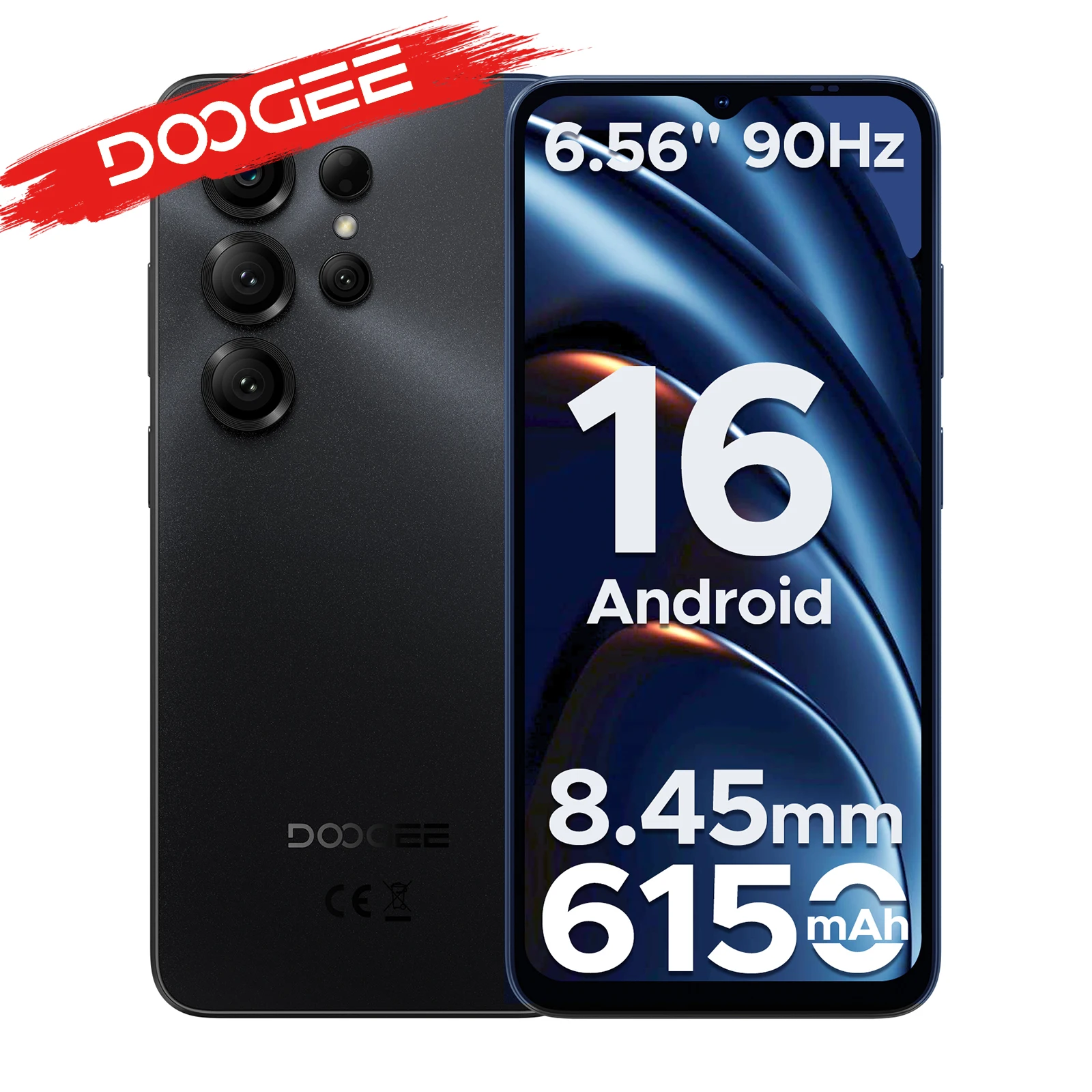 Globalna Wersja DOOGEE Note56 X Smartfon Android 16-calowy, bateria 6150 mAh, 24 GB RAM (3 + 21), 64 GB ROM, telefon komórkowy 3 Go 64 Go gold