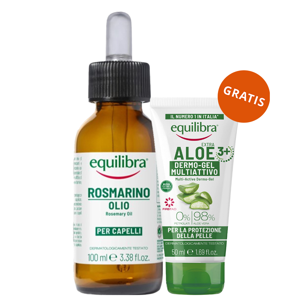 Equilibra, olejek rozmarynowy, 100 ml + żel aloesowy multi-active, 50 ml gratis