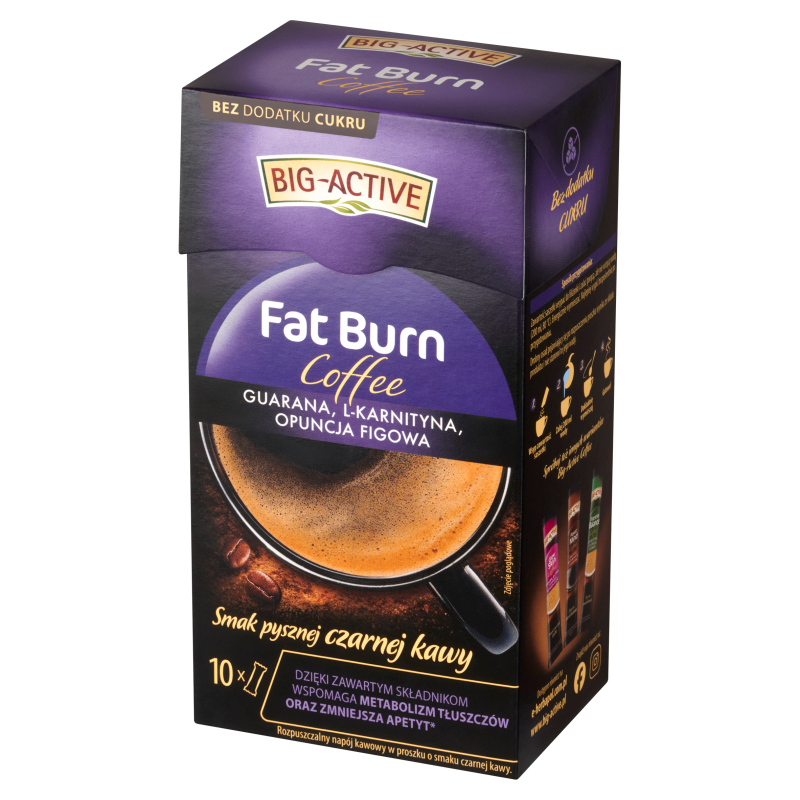 Big-Active Fat Burn Coffee Rozpuszczalny napój kawowy o smaku czarnej kawy 100 g (10 x 10 g)