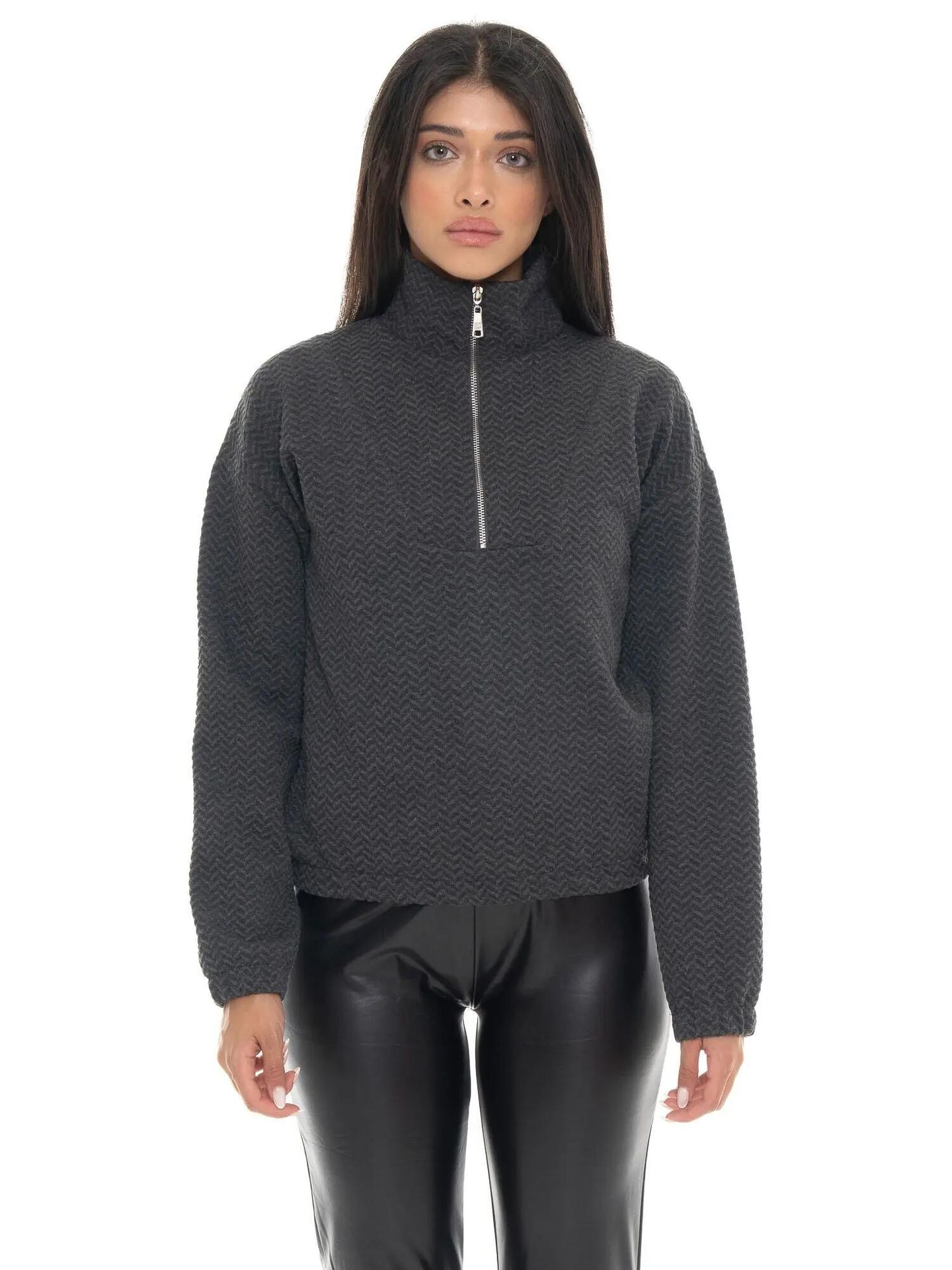 Bluza damska Leone 1947 Apparel Glam Winter ze stójką i zamkiem