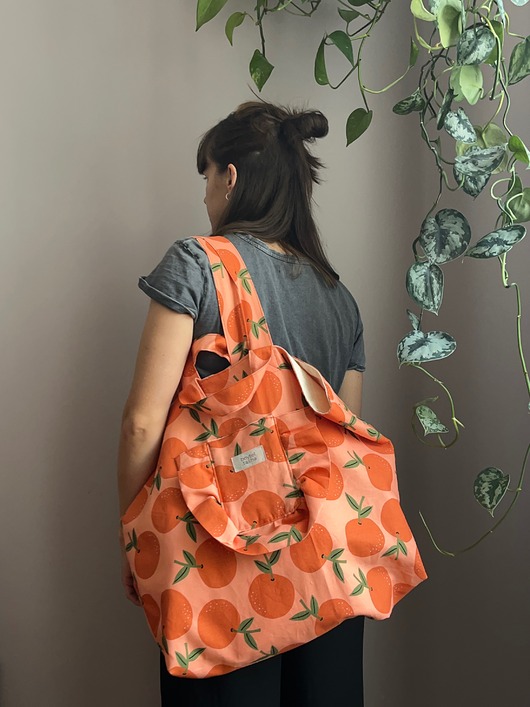 Torba shopper pomarańcze z falbaną