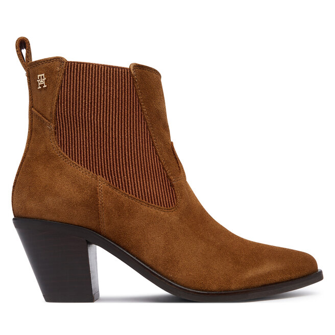Botki Tommy Hilfiger Suede Western Chelsea Boot FW0FW09581 Brązowy