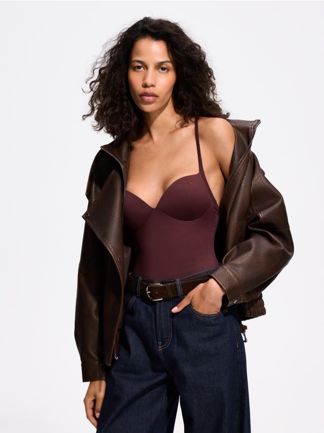 Reserved - Modelujące body - ciemnofioletowy