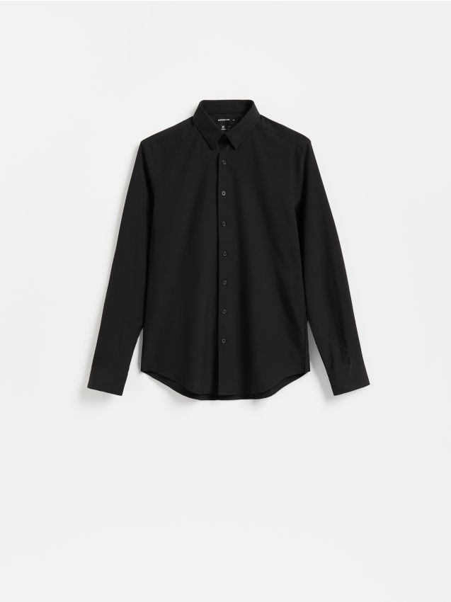 Reserved - Gładka koszula slim fit - czarny