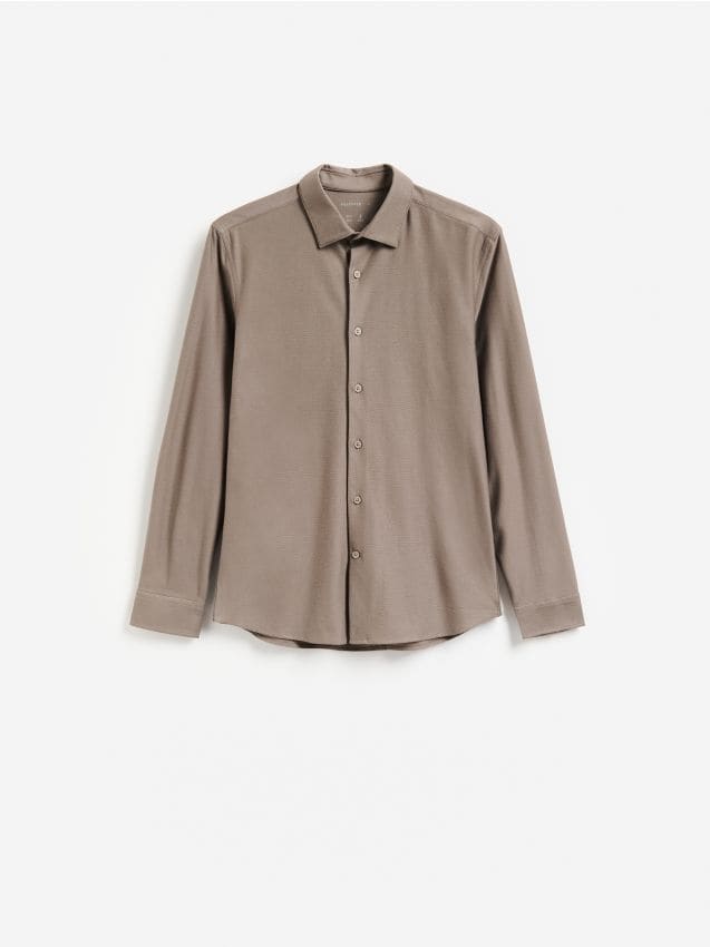 Reserved - Gładka koszula slim fit - beżowy