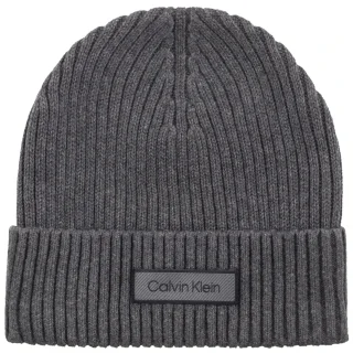 Czapka Patch Chunky Rib Cotton Beanie Charcoal Grey Heather LV04D8053G P7H (CK694-b) Calvin Klein