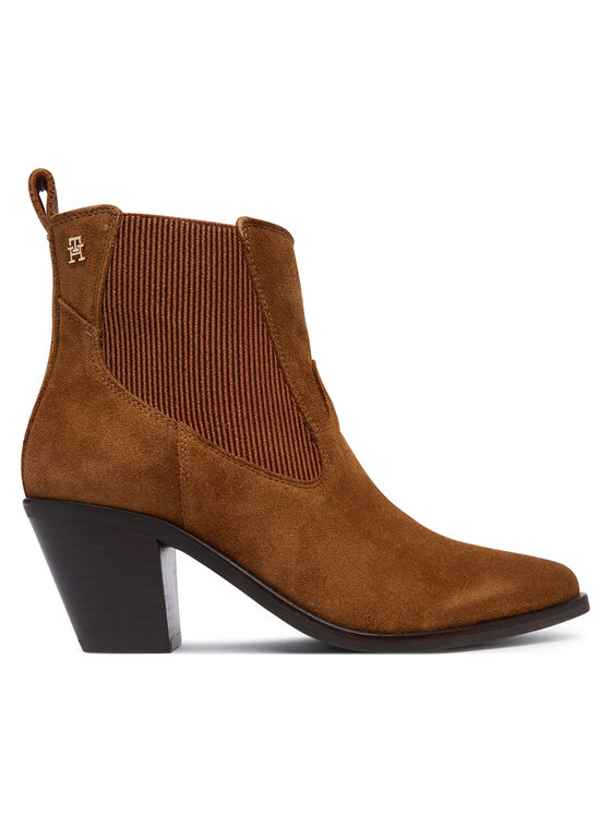 Tommy Hilfiger Botki Suede Western Chelsea Boot FW0FW09581 Brązowy