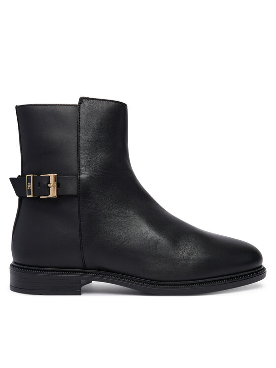 Tommy Hilfiger Botki Th Buckle Leather Ankle Boot FW0FW09486 Czarny