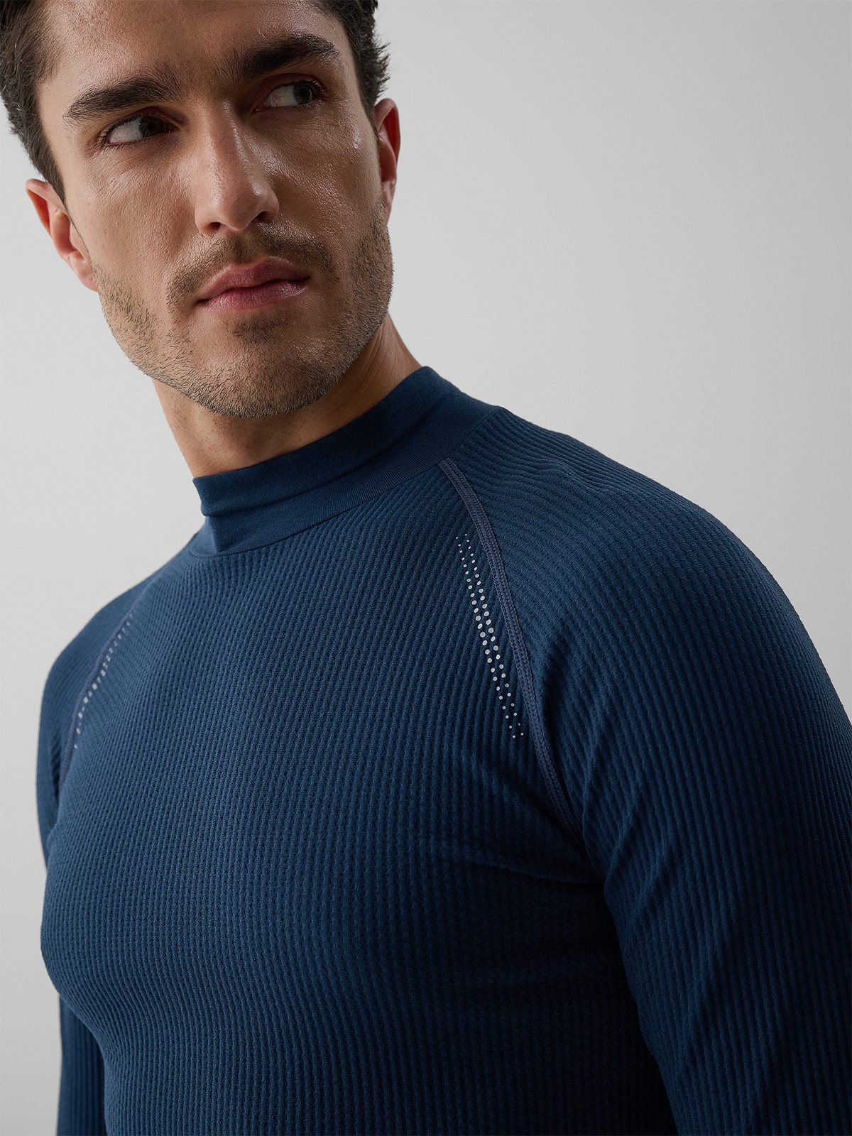 4F Longsleeve do biegania ze strukturalnej dzianiny męski - denim S/M