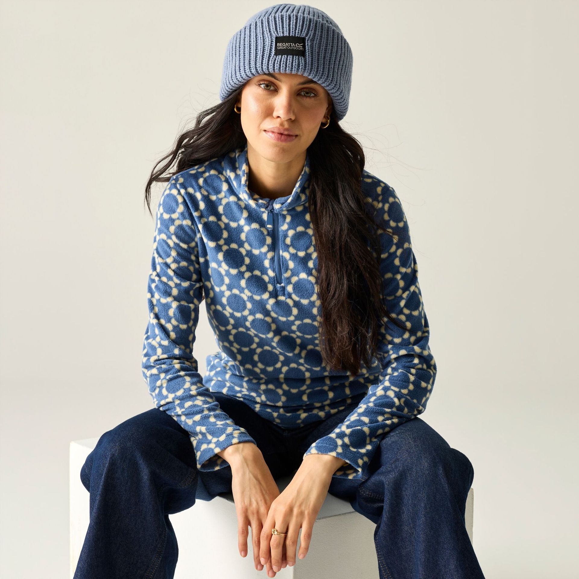 Regatta Orla Kiely Polar damski z suwakiem 1/2 Printed Niebieski, Rozmiar: 42