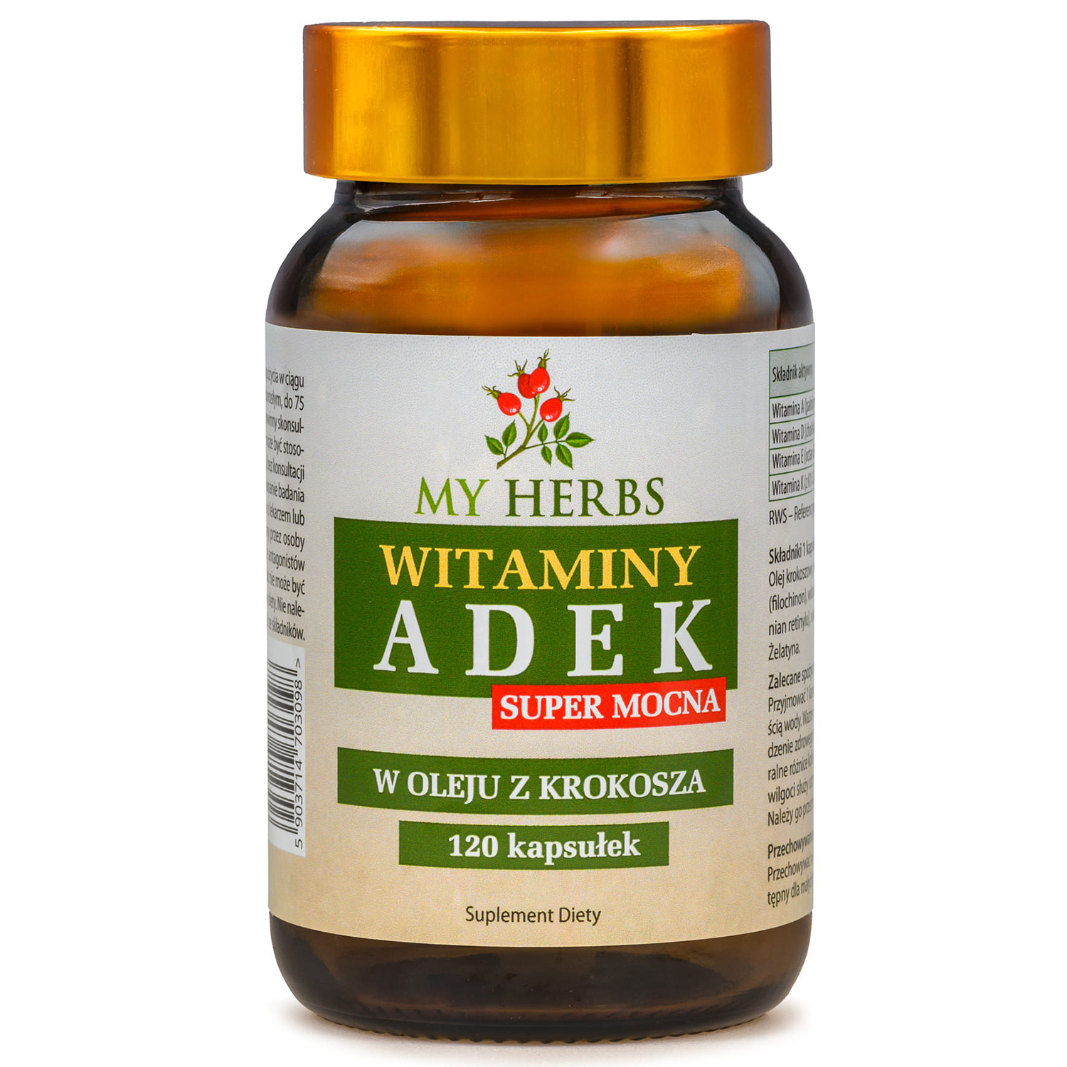 My Herbs Witaminy ADEK w oleju z krokosza, 120 kapsułek