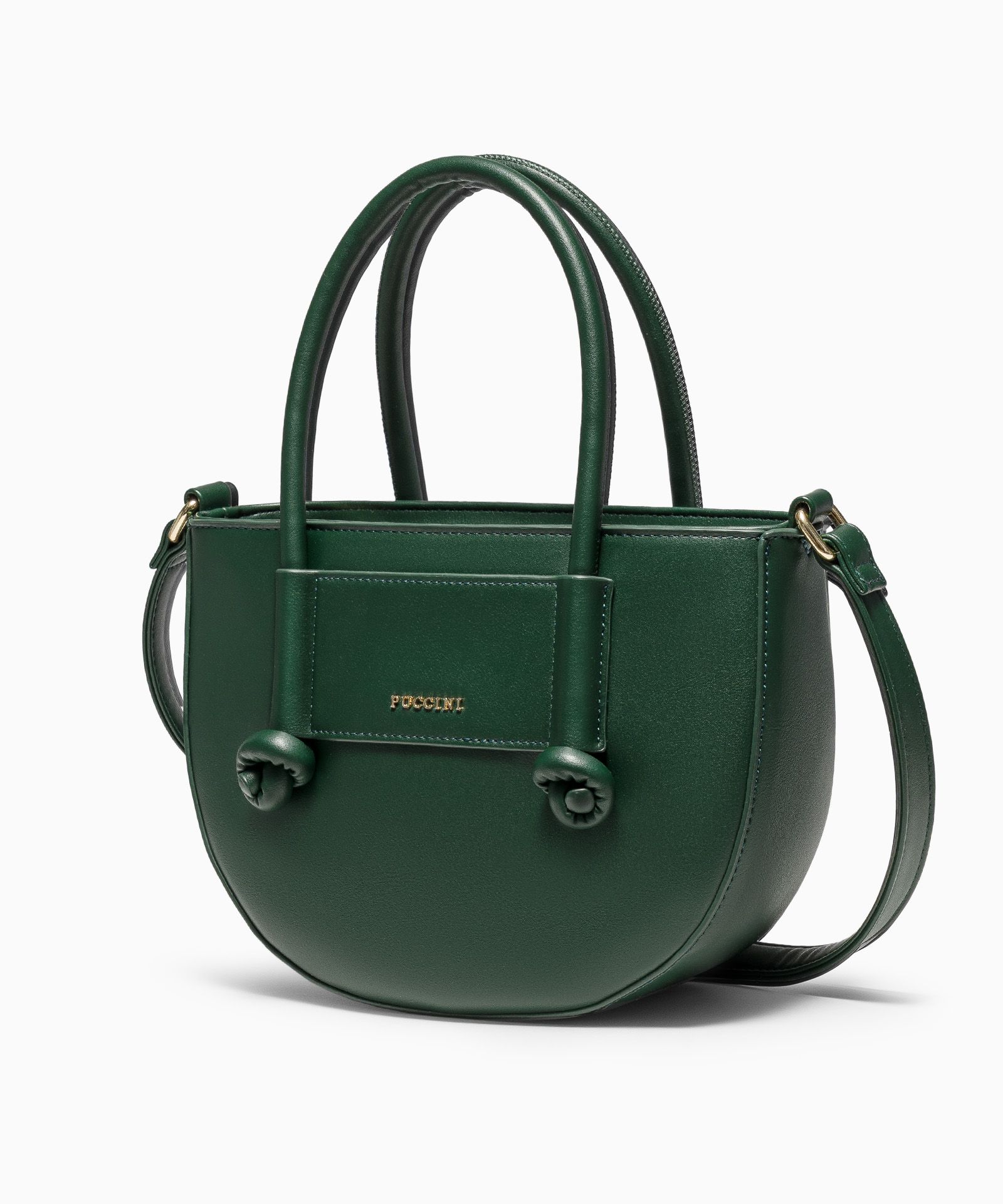 Torebka damska mała crossbody z uchwytami ze skóry ekologicznej ciemnozielona