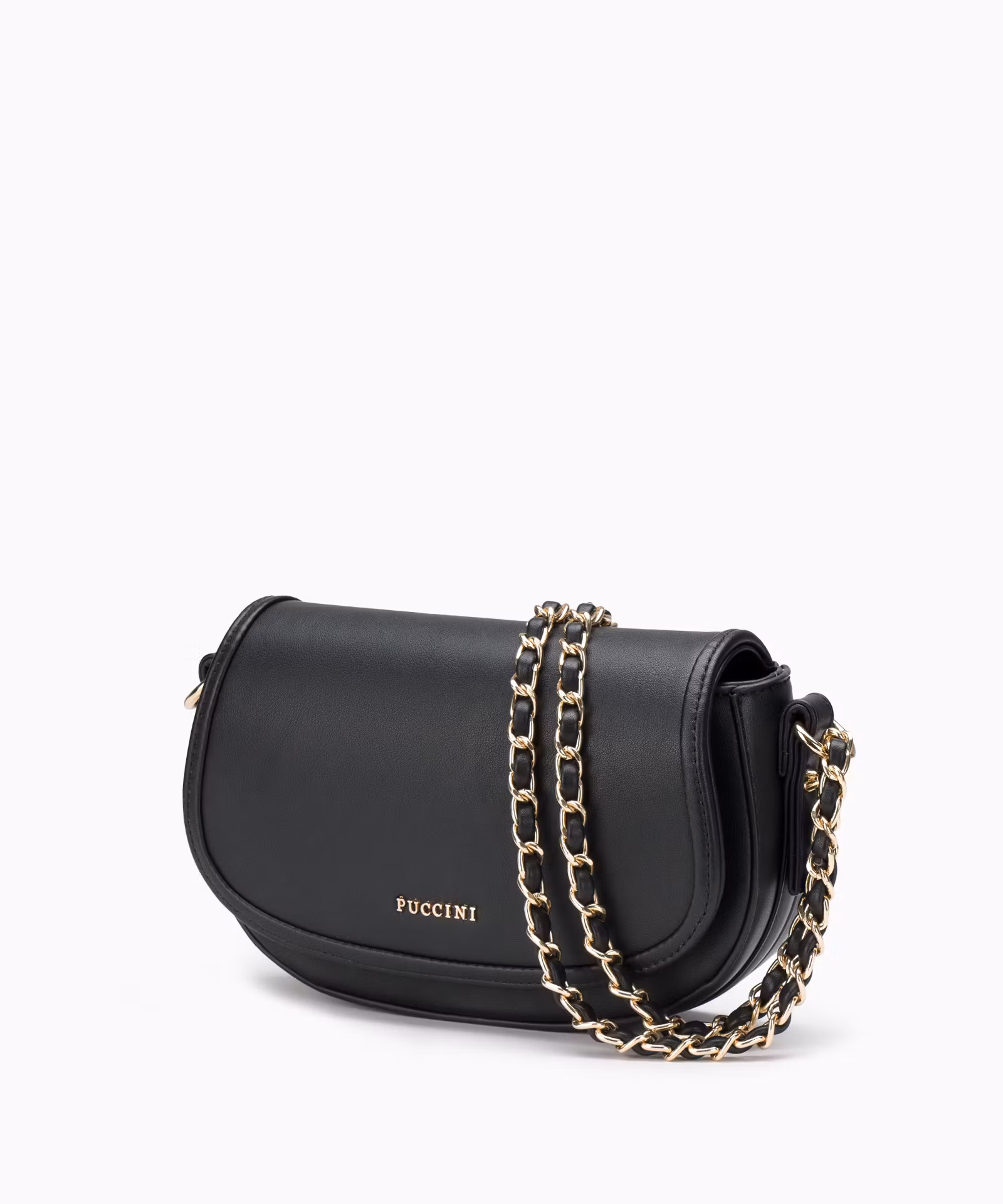 Czarna torebka crossbody z ozdobnym łańcuszkiem