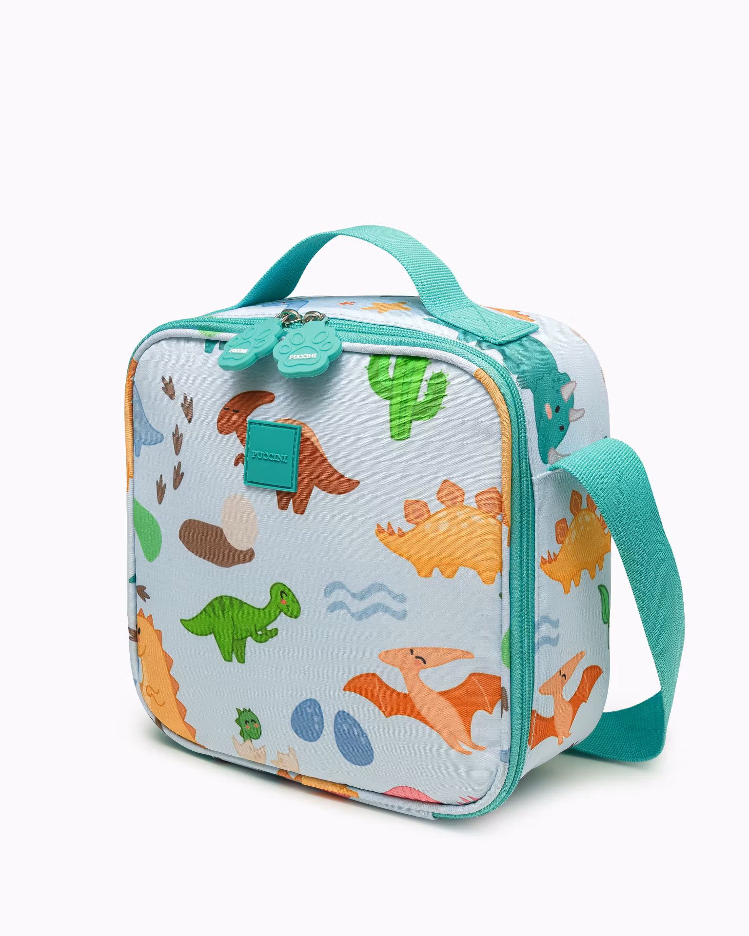 Torba na lunch dla dzieci niebieska dinozaury