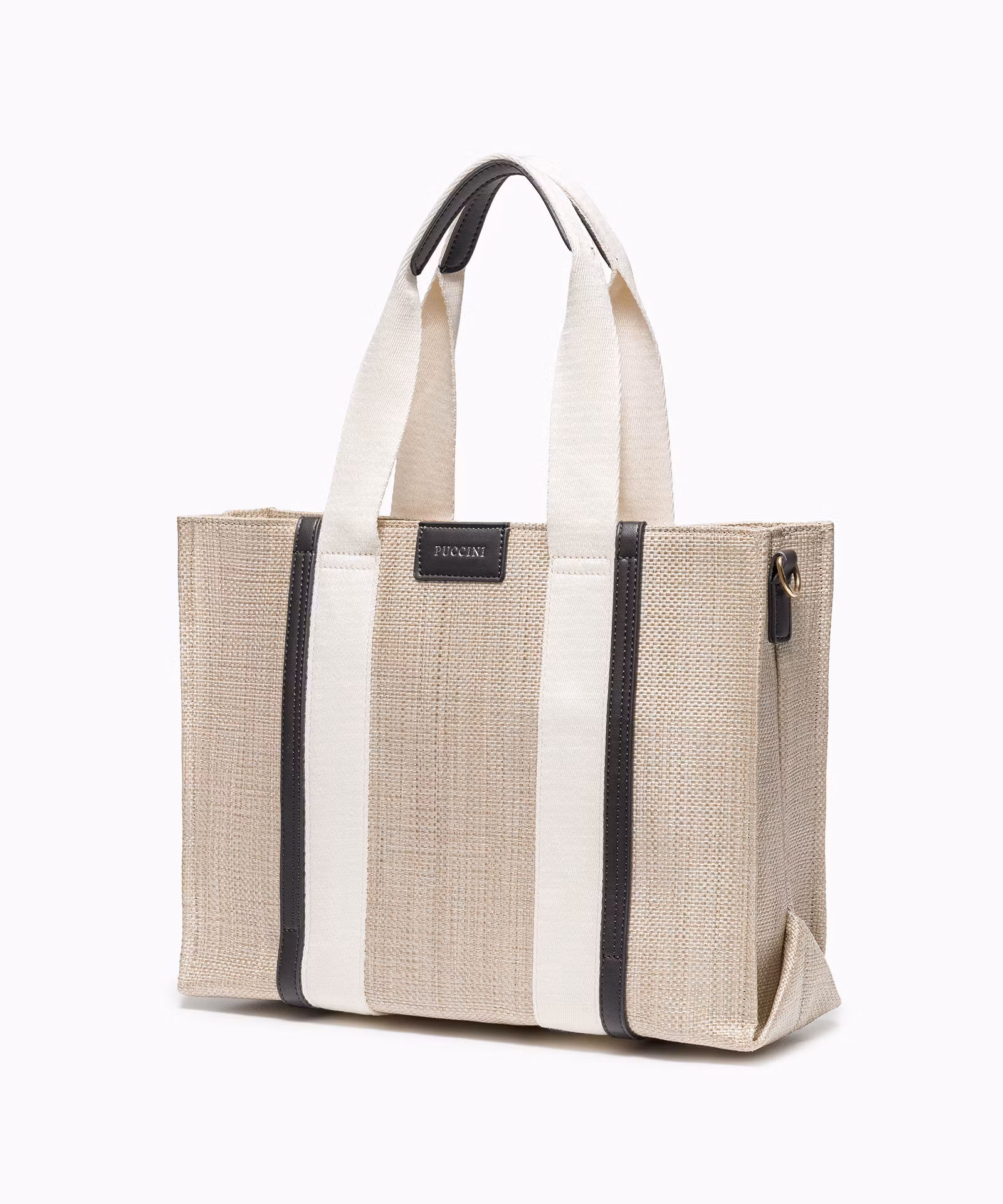 Torebka damska typu tote bag z czarnymi elementami